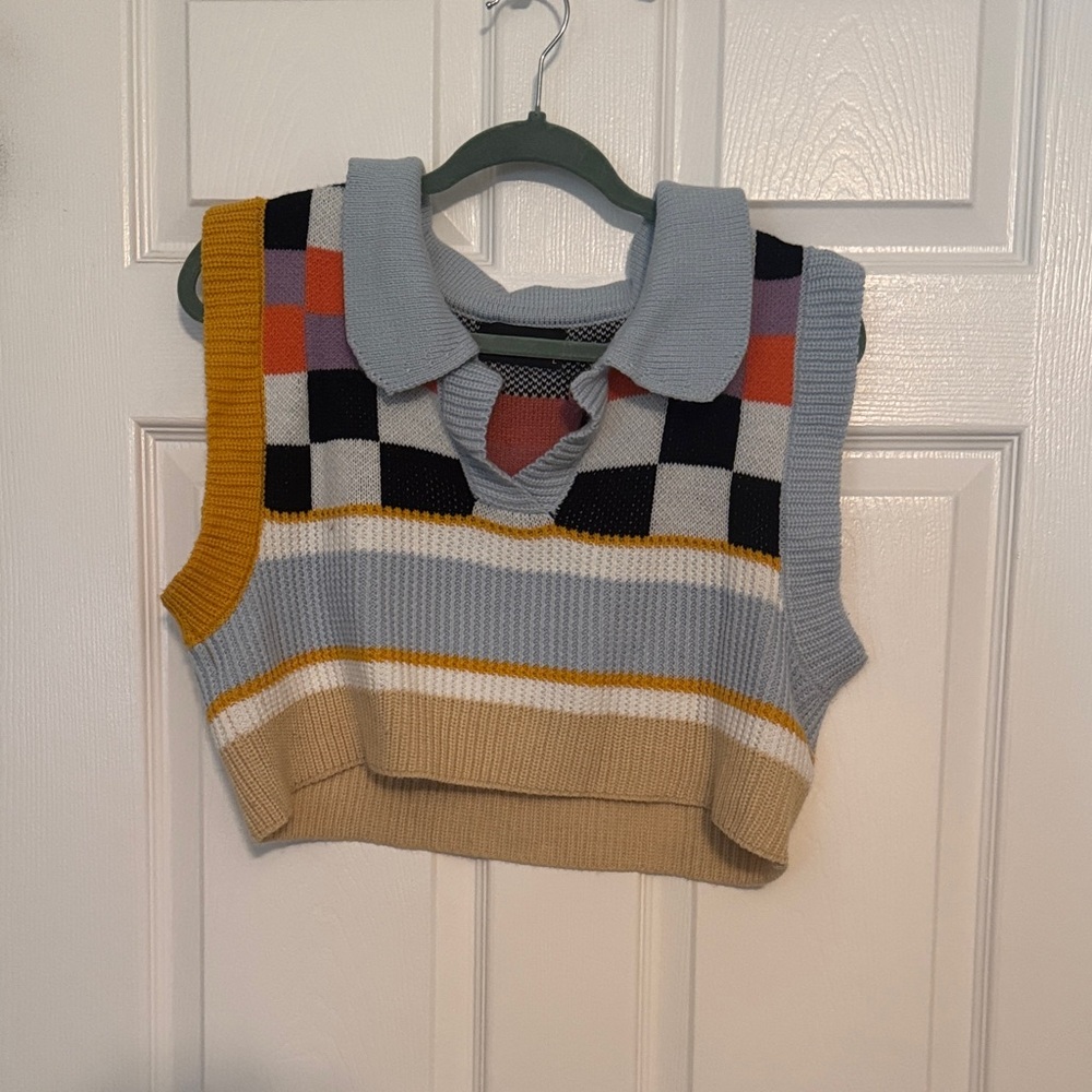 Stylish Womens Checkered Knit Top
